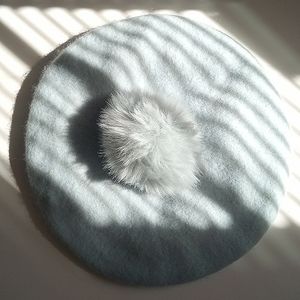 Frenchy Beret with puff ball- A New Day! Powder Blue Frenchie style
